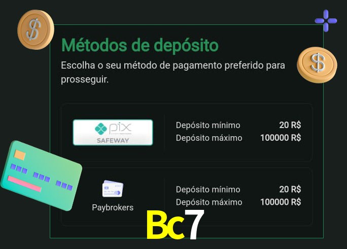 O cassino Bc7 oferece uma grande variedade de métodos de pagamento